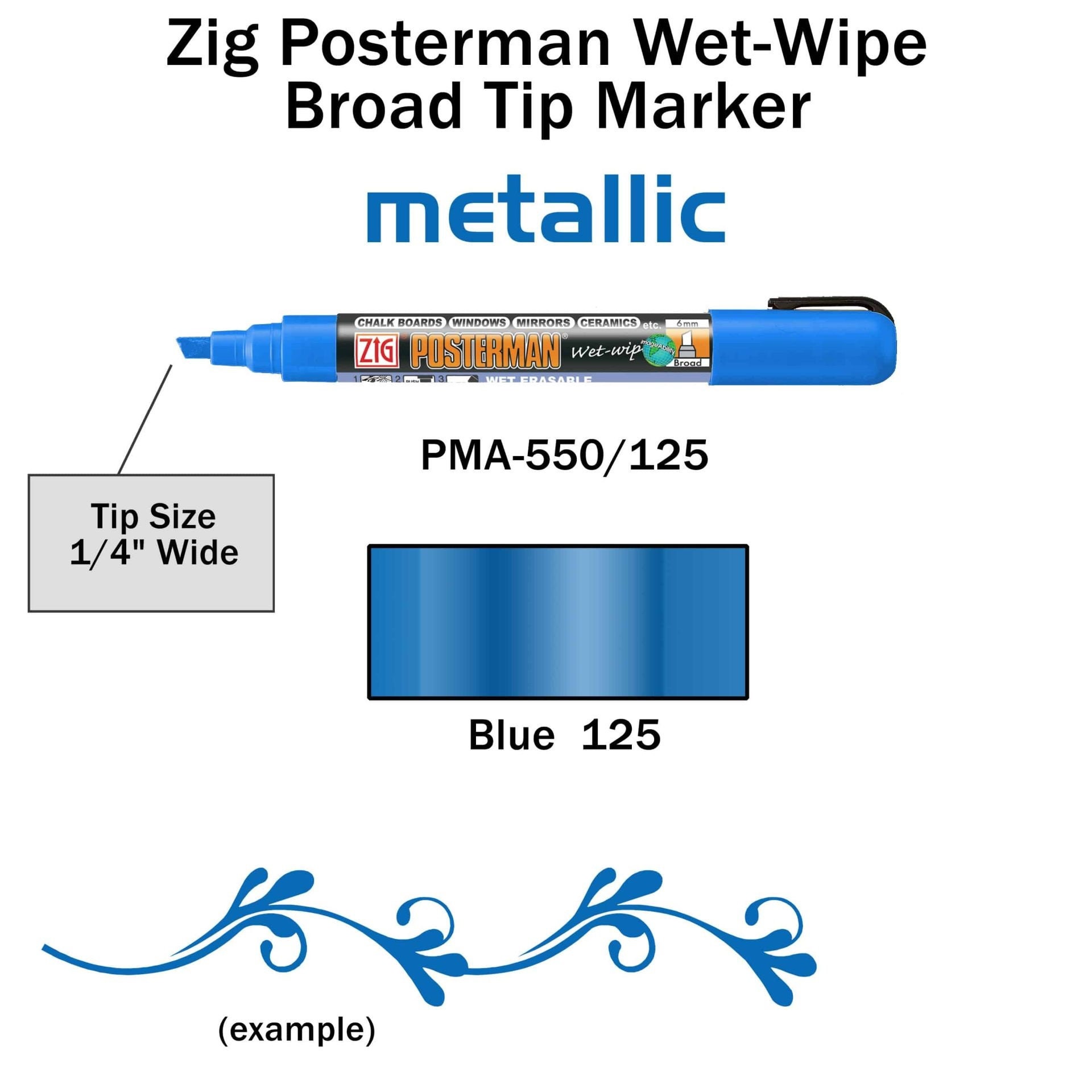 Zig Posterman 15mm Tip Wet-Wipe Markers, 8/Pkg