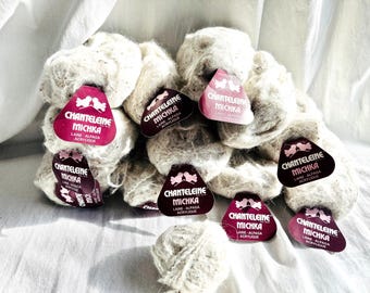 Vintage Chanteleine Michka Alpaca Blend Yarn - Ecru, Made in France - 11 Skeins