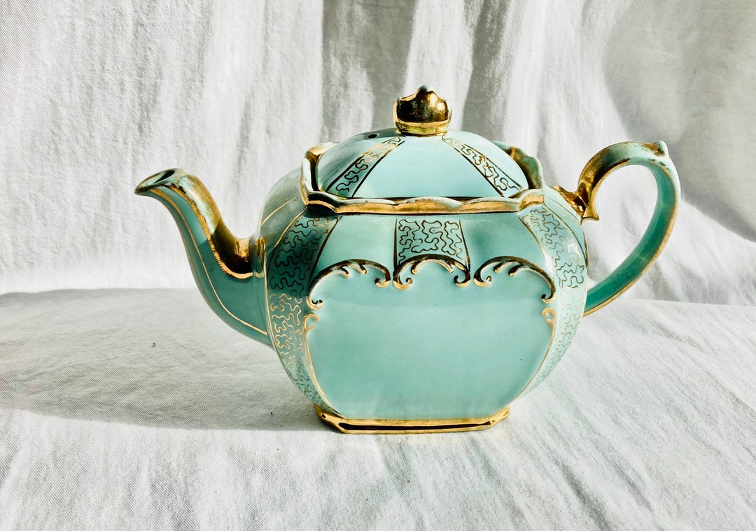 Antique 1920's James Sadler Cube Teapots With Gold Leaf Etsy