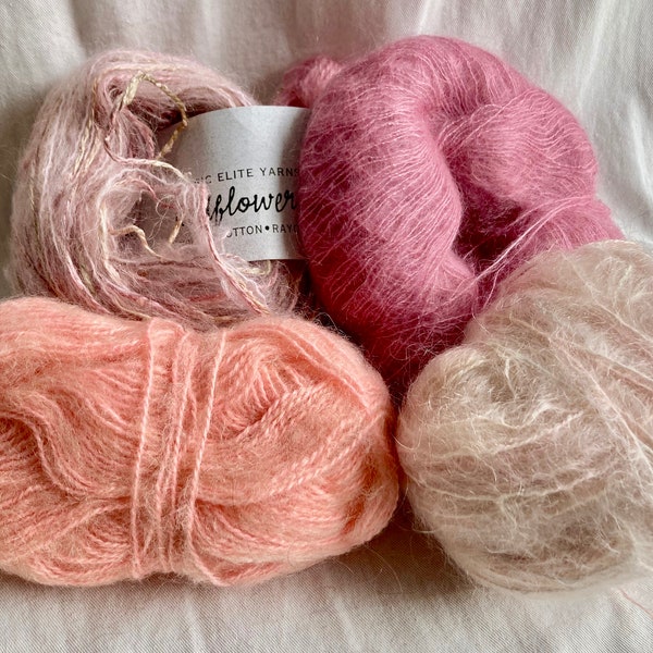 Vintage Mohair Yarn Varied Colors