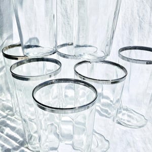 Vintage Platinum Rim Highball Tumbler Rocks Juice Glasses