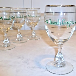Vintage Set of 4 Irish Coffee Shot Glass Mugs & Saucers Set Irish