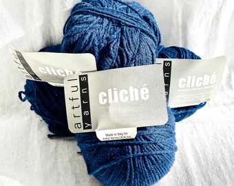 Vintage Artful Yarn Skeins: Cotton Linen Blend, Deep Blue - Made in Italy