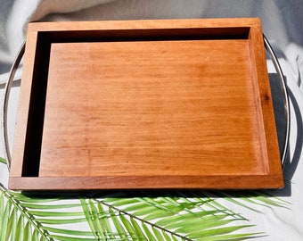 Rare Mid Century Teak Tray with Stainless frame and handles