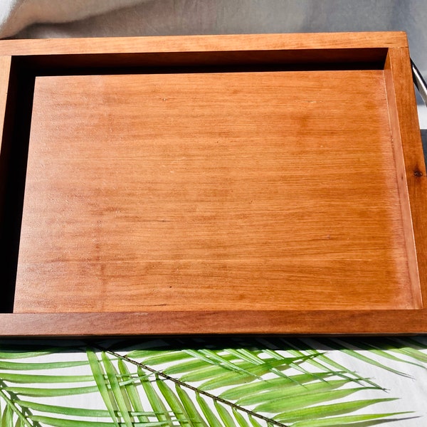 Rare Mid Century Teak Tray with Stainless frame and handles