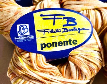 Lot of Seven Ponente 100% Cotton Ribbon Yarn by Bertagna Filati Made in Italy