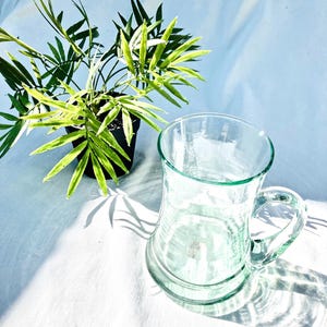 Vintage Pale Turquoise Blown Glass Mug Made in Spain New Old Stock