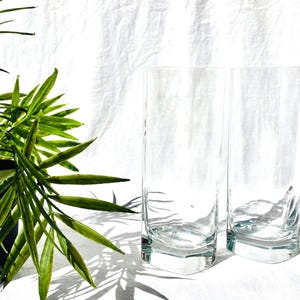 Vintage Square Glass Highball Tumbler Pairs