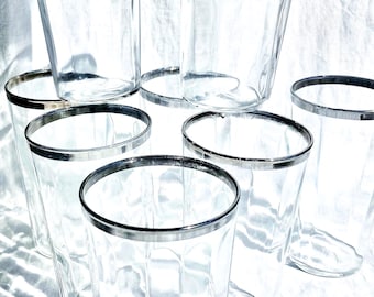 Vintage Platinum Rim Highball Tumbler Rocks Juice Glasses