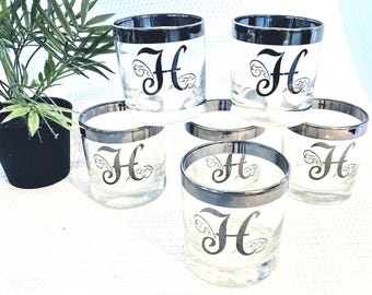 MCM Dorothy Thorpe Style Monogrammed Rocks Glasses 'D' 'F' 'H''N'