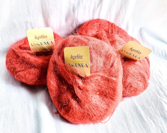 Mohair and Wool Yarn in Deep Orange by Katia Made in Spain