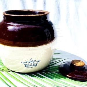 Vintage Two Tone American Stoneware Bean Pots by McCoy and Ransbottom Robinson