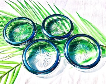 Vintage Mid Century Silver Plated Sunburst Coasters Sets