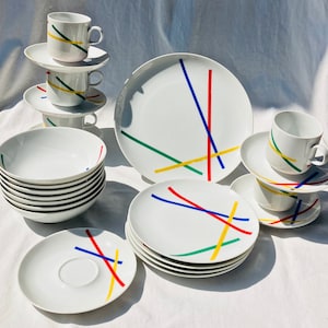 Late Mid Century Mikasa Primary Palette Porcelain Dishes