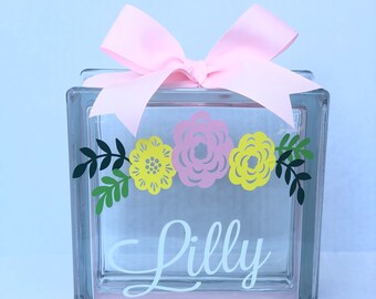 Personalized Girlie Piggy Bank, Kids Piggy Bank, Custom Piggy Bank, Flower Piggy Bank, Piggybank, Girlie Piggy Bank, Floral Nursery Decor