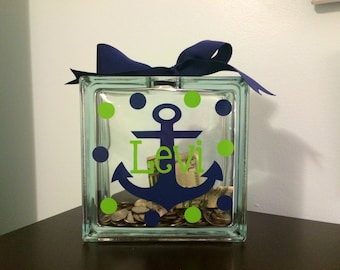 Kids Personalized Piggy Bank, Kids Piggy Bank, Custom Piggy Bank, Nautical Piggy Bank, Piggybank