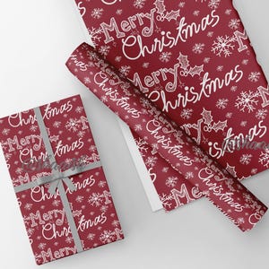 Snowflakes Christmas Greetings Pattern – Red & White (Digital Paper)