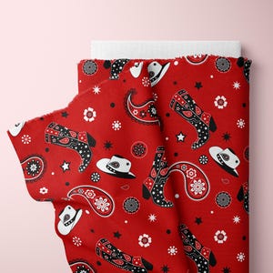 Cow Boots for girl/boy, Red Cowboy Paisley Pattern, Seamless Bandana (Digital Download)