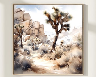 Joshua Tree Watercolor Print, National Park Wall Art, Desert Landscape Travel Poster, Nature Home Decor Gift