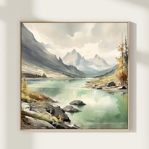 Lake Clark Watercolor Painting National Park Poster Travel Watercolor National Park Lake Clark Alaska Print Living Room Art, Home Decor Gift