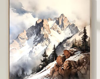 Colorado Rocky Mountains Art Print, Watercolor National Park Poster, Scenic Landscape Wall Decor. RM