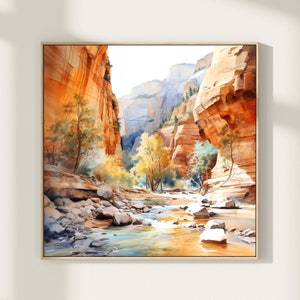Zion Utah Travel Print Wall Art, Zion National Park Travel Poster, National Parks Traveler Gift, Utah Travel Poster, Watercolor Painting Art