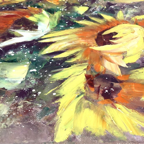 Original Sunflower Painting, Floral Oil shops Painting by Tetiana