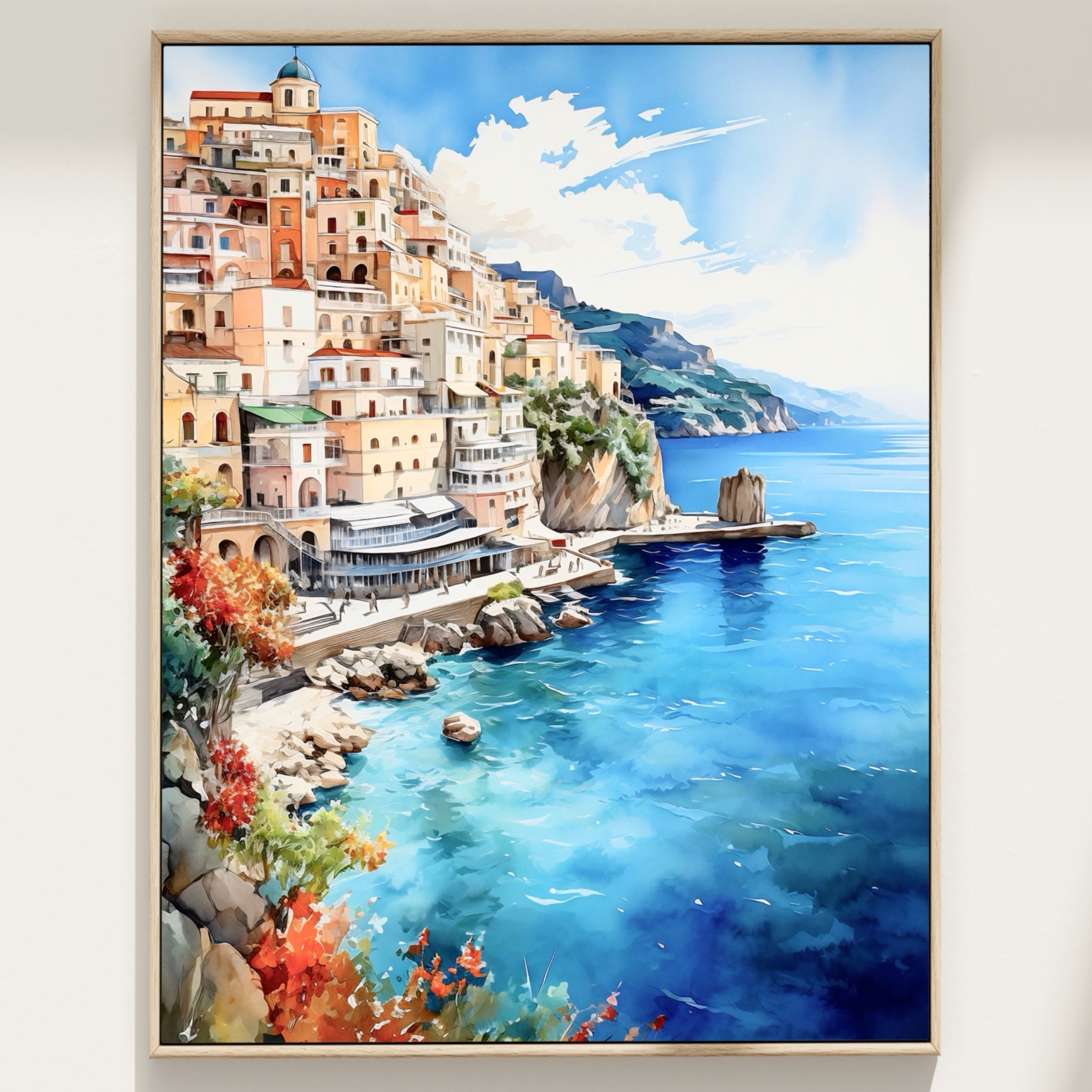 ポジターノ、アマルフィ海岸のアートプリント、イタリアのアート