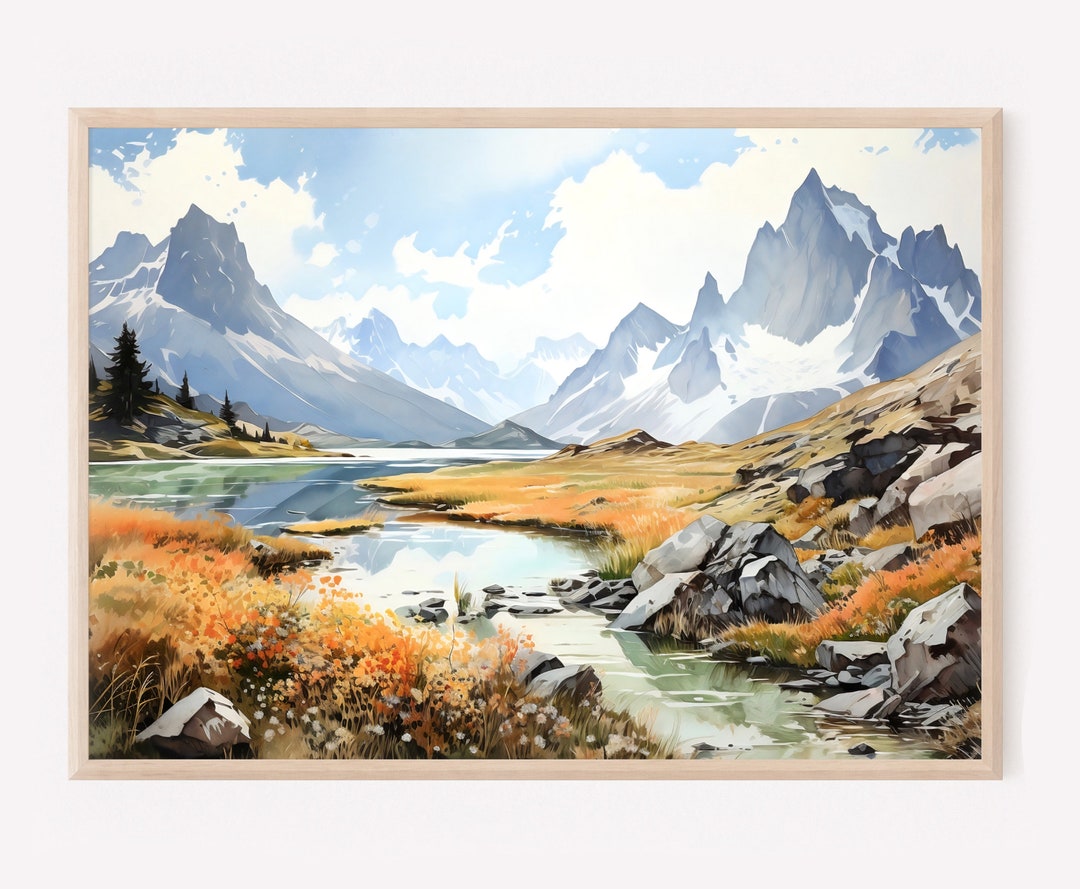 北極圏の門国立公園と保護区、北極圏の門の絵画、北極圏の門、水彩画