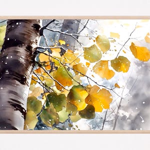 Herbst Espen Bäume Wandkunst, Herbst Aquarell Kunstdruck, Zitternde Espe Blatt Kunstdruck, Zitternde Espe, Amerikanische Espe, Goldene Espe Poster