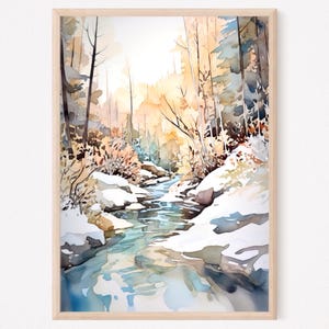Alaska Ambler River Watercolor Painting Print | Denali National Park Art | Mountain Landscape Wall Art | Alaskan Wilderness Home Decor Gift