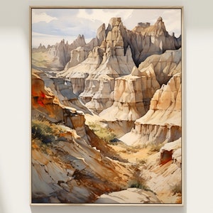 Badlands National Park Travel Art Print Watercolor Wall Art Badlands National Park Wall Hanging Home Décor National Park Gift Art Lovers