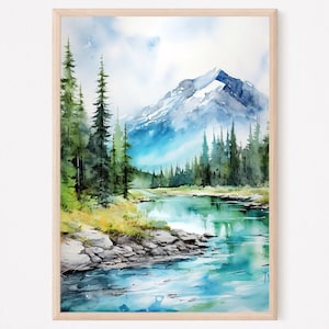 Banff Print, Banff Art, Canada Print, Banff Wall Art, Banff National Park Travel Poster, Canada Wall Art, Banff Poster, Banff Watercolor Art