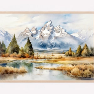 Grand-Teton-Nationalpark-Aquarell-Druck-Wand-Kunst, Grand-Teton-Poster, Nationalpark-Wand-Kunst, Reise-Reise-Druck, Reise-Geschenk. G.T