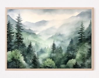 Great Smoky Mountains National Park Watercolor Painting Art Pint, Smoky Mountains Poster, Watercolor Art, Travel Gifts, Travel Poster