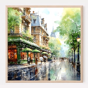 Paris Art Print, Paris Poster, Paris Wall Art, France Art Print, Paris Street Watercolor Art