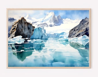 Glacier Bay National Park Art Print, Glacier Bay Painting, Glacier Bay Watercolor Art, Watercolor Prints, Home Decor Gift, Travel Print . GB