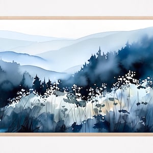 Blue Ridge Mountains Watercolor North Carolina Landscape Wildflowers Painting Art Print Appalachian Highlands Artwork Nature Wall Art