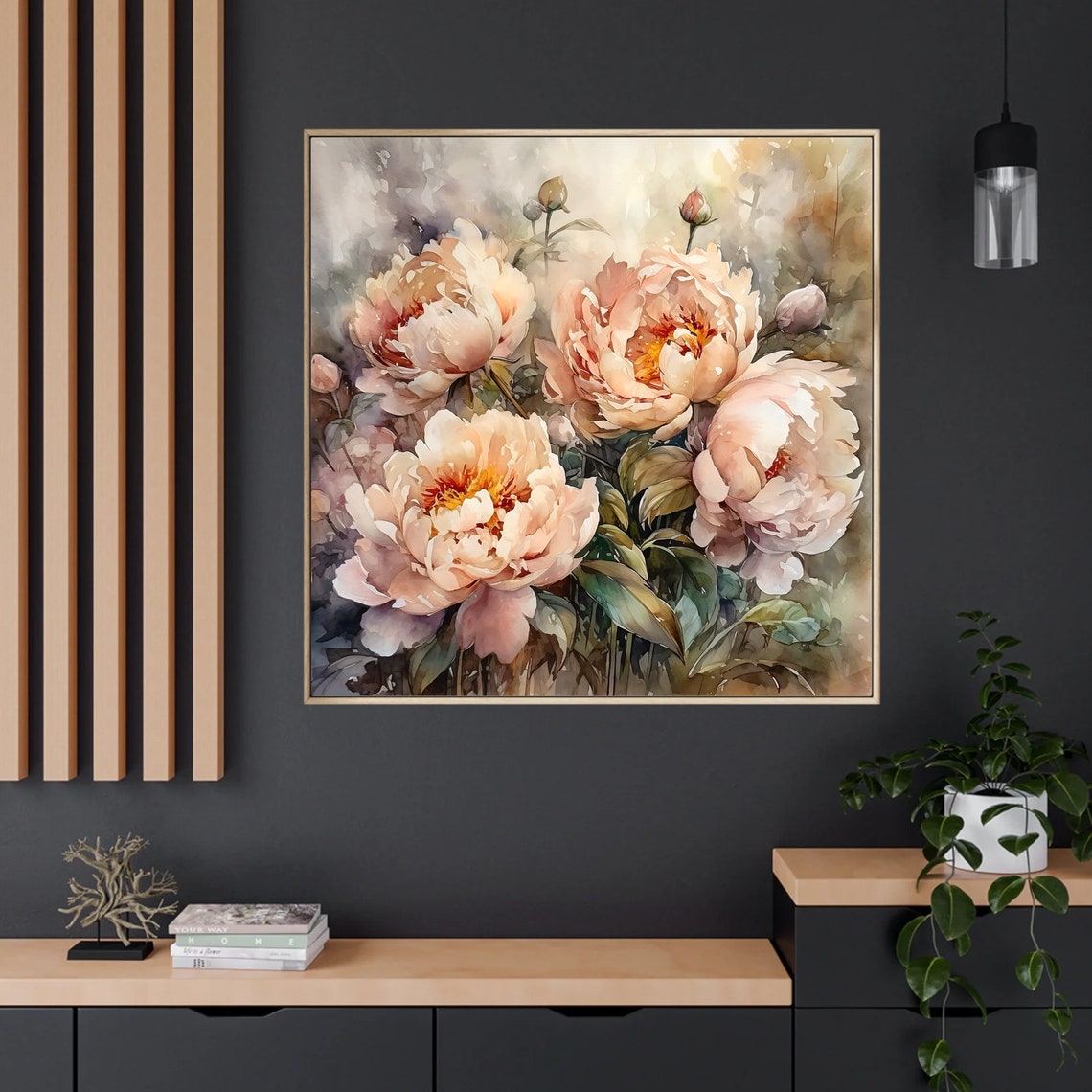 Peony Flower Wall Art, Pink Floral Watercolor Painting, Botanical Print ...