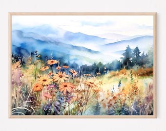 風光明媚なブルーリッジ・パークウェイの絵画 - アパラチア山脈のアートをホームデコレーションに - 自然愛好家へのギフト