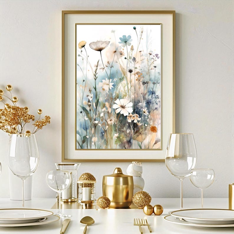 Wildflowers Watercolor Print, Botanical Floral Art Poster, Nature ...