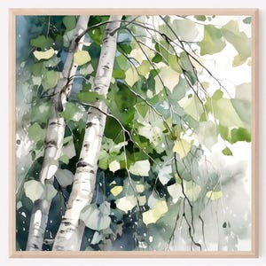 Aspen tree art print, Giclee botanical watercolor painting, Aspen leaf art, Aspen tree wall art