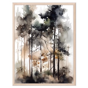 Pine Forest Print, Pine Tree Painting, Nature Wall Decor, Landscape Painting, Woodland Wall Print, Home Decor Gift Art