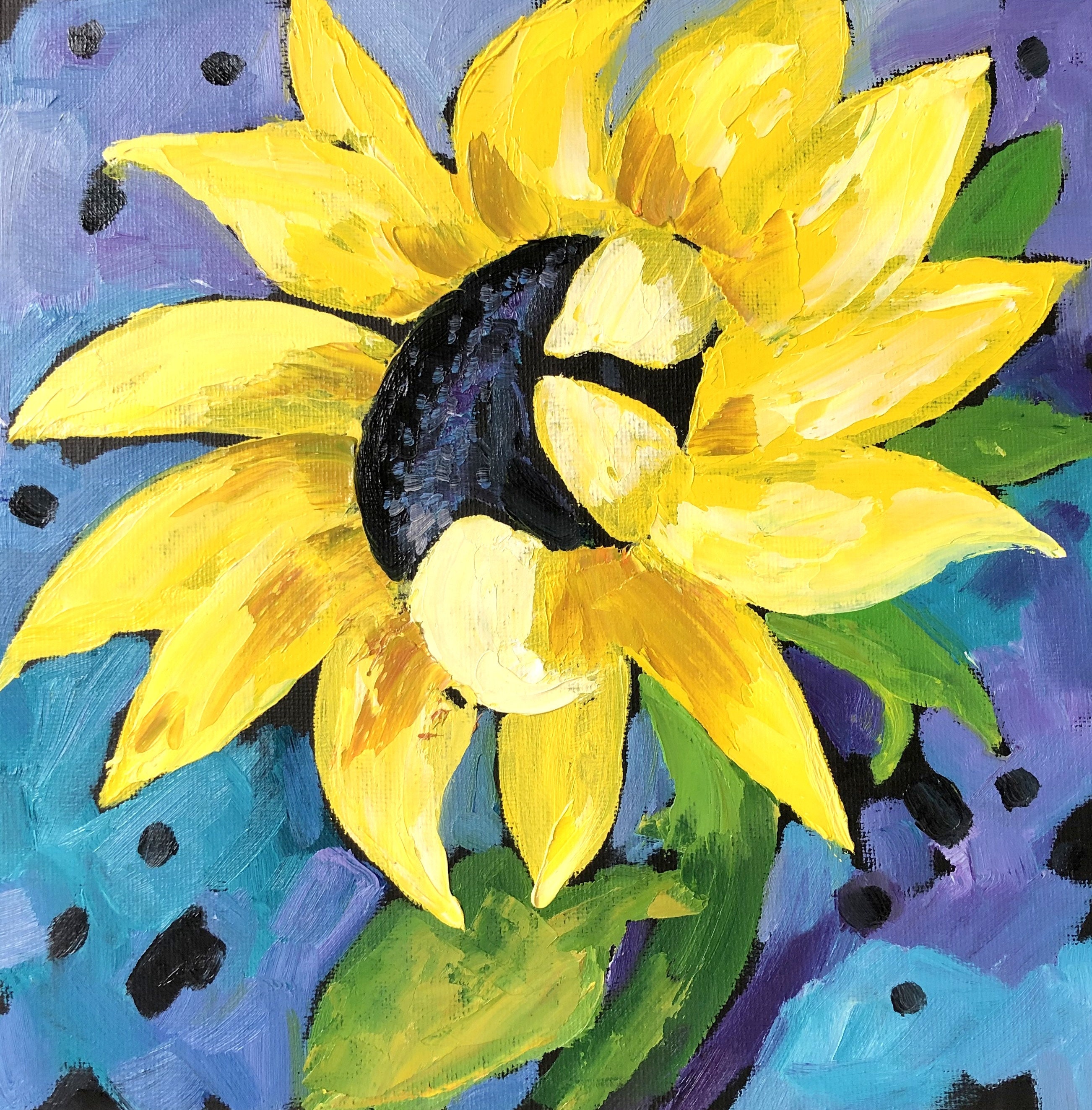 Sunflower Oil Painting Original Art 10x10 Sunflower Wall | Etsy