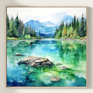 Jasper National Park Canada Print, Watercolor Art Print, Jasper Wall Art, Travel Poster, Mountain Landscape, Home Decor Gift