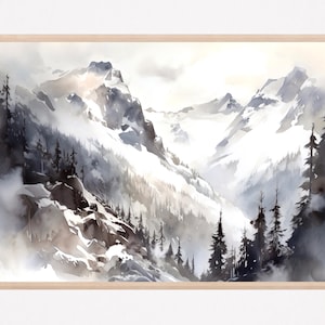 North Cascades Watercolor Painting - Majestic Washington Mountain Art Print - Serene Nature Landscape - PNW Home Decor Gift