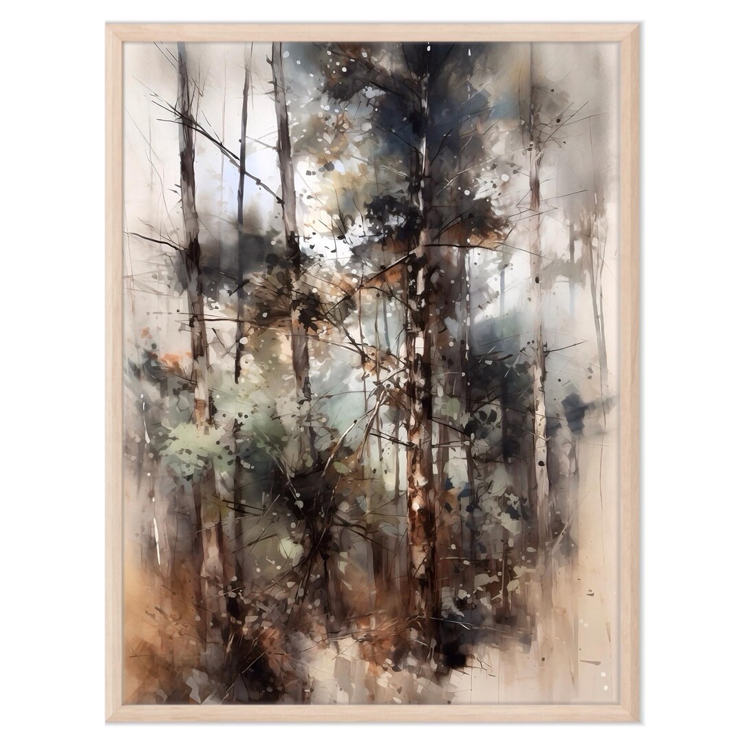 Misty Pine Forest Watercolor Print, Evergreen Landscape Wall Art ...