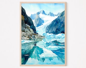 Glacier Bay Nationalpark Kunstdruck, Glacier Bay Gemälde, Glacier Bay Aquarellkunst, Aquarelldrucke, Home Decor Geschenk, Reisedruck. GB