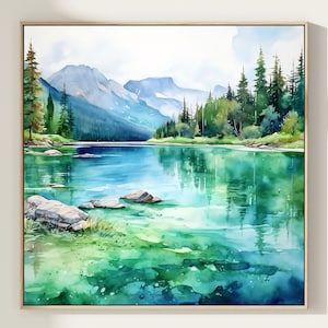 Jasper National Park Canada Print, Watercolor Art Print, Jasper Wall Art, Travel Poster, Mountain Landscape, Home Decor Gift