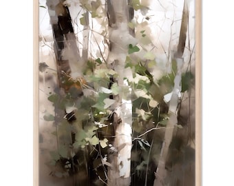 Birch Tree Watercolor Print, Forest Wall Art, Nature Landscape Decor, Woodland Art Gift
